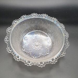 Italian Ice Bark Glass Bowl with Beaded Edge 8". Slightly Iridescent